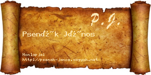 Psenák János névjegykártya